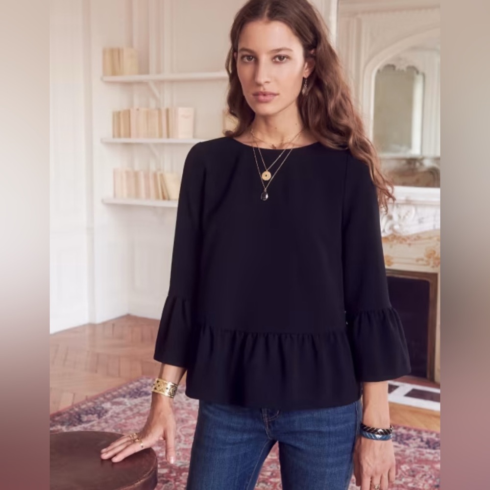 Sezane White Talia Blouse - Button Back Peplum - image 2